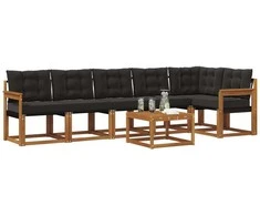 Lauko sofos komplektas su pagalve 7 pcs Natūrali ir juoda