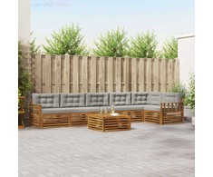 Lauko sofos komplektas 7 pcs Natūrali ir šviesiai pilka