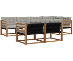 Lauko sofos komplektas 7 pcs Natūrali ir šviesiai pilka
