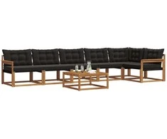 Lauko sofos komplektas su pagalve 7 pcs Natūrali ir juoda