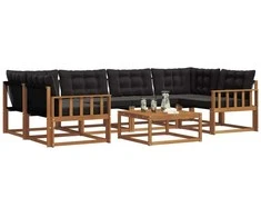 Lauko sofos komplektas su pagalve 7 pcs Natūrali ir juoda