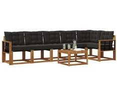 Lauko sofos komplektas su pagalve 7 pcs Natūrali ir juoda