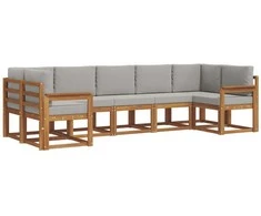 Lauko sofos komplektas 7 pcs Natūrali ir šviesiai pilka