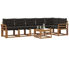 Lauko sofos komplektas su pagalve 7 pcs Natūrali ir juoda