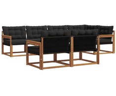Lauko sofos komplektas su pagalve 7 pcs Natūrali ir juoda
