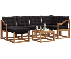 Lauko sofos komplektas su pagalve 7 pcs Natūrali ir juoda