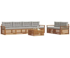 Lauko sofos komplektas 7 pcs Natūrali ir šviesiai pilka