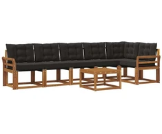 Lauko sofos komplektas 7 vnt. Natūrali ir juoda