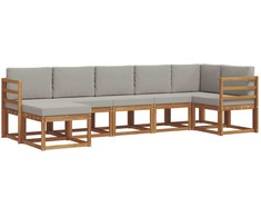 Lauko sofos komplektas 7 pcs Natūrali ir šviesiai pilka