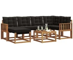 Lauko sofos komplektas su pagalve 7 pcs Natūrali ir juoda