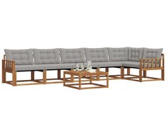 Lauko sofos komplektas 7 pcs Natūrali ir šviesiai pilka
