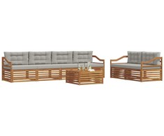 Lauko sofos komplektas 7 pcs Natūrali ir šviesiai pilka
