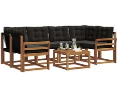 Lauko sofos komplektas su pagalve 7 pcs Natūrali ir juoda