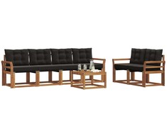 Lauko sofos komplektas su pagalve 7 pcs Natūrali ir juoda
