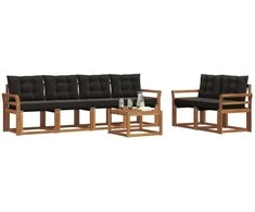Lauko sofos komplektas su pagalve 7 pcs Natūrali ir juoda