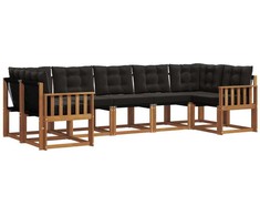 Lauko sofos komplektas su pagalve 7 pcs Natūrali ir juoda