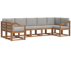 Lauko sofos komplektas 7 pcs Natūrali ir šviesiai pilka