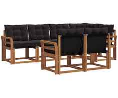 Lauko sofos komplektas su pagalve 7 pcs Natūrali ir juoda