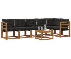Lauko sofos komplektas su pagalve 7 pcs Natūrali ir juoda