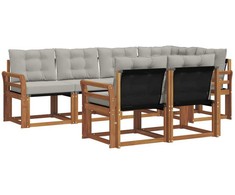 Lauko sofos komplektas 7 pcs Natūrali ir šviesiai pilka