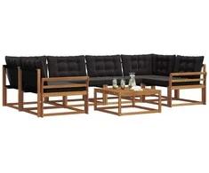 Lauko sofos komplektas su pagalve 7 pcs Natūrali ir juoda