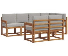 Lauko sofos komplektas 7 pcs Natūrali ir šviesiai pilka