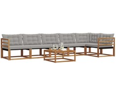 Lauko sofos komplektas 7 pcs Natūrali ir šviesiai pilka