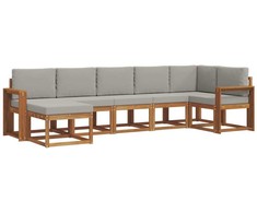 Lauko sofos komplektas 7 pcs Natūrali ir šviesiai pilka