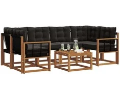 Lauko sofos komplektas su pagalve 7 pcs Natūrali ir juoda