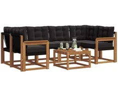 Lauko sofos komplektas su pagalve 7 pcs Natūrali ir juoda