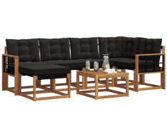 Lauko sofos komplektas su pagalve 7 pcs Natūrali ir juoda