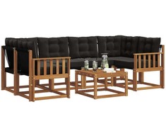 Lauko sofos komplektas su pagalve 7 pcs Natūrali ir juoda