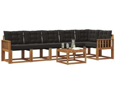 Lauko sofos komplektas su pagalve 7 pcs Natūrali ir juoda