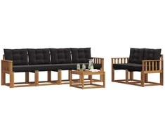 Lauko sofos komplektas su pagalve 7 pcs Natūrali ir juoda