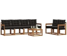 Lauko sofos komplektas su pagalve 7 pcs Natūrali ir juoda