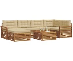 Lauko baldų komplektas Lauko sofos komplektas su pagalve 7 pcs Natūralus ir bežinis