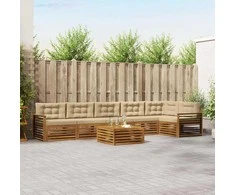 Lauko sofos komplektas su pagalve 7 pcs Natūralus ir bežinis