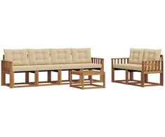 Lauko sofos komplektas 7 vnt. 6 vietos Natūralus ir bežinis