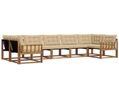 Lauko sofos komplektas su pagalve 7 pcs Natūralus ir bežinis