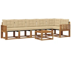 Lauko sofos komplektas 7 vnt. 6 vietos Natūralus ir bežinis