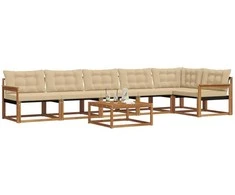 Lauko sofos komplektas su pagalve 7 pcs Natūralus ir bežinis