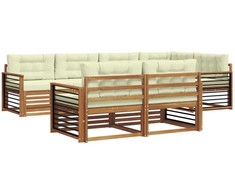 Lauko sofos komplektas su pagalve 7 pcs Natūralus ir grietinėlė