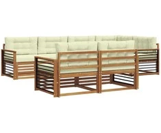 Lauko sofos komplektas su pagalve 7 pcs Natūralus ir grietinėlė