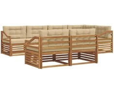 Lauko sofos komplektas su pagalve 7 pcs Natūralus ir bežinis