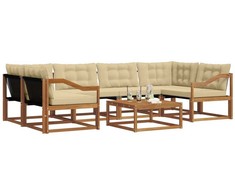 Lauko sofos komplektas su pagalve 7 pcs Natūralus ir bežinis