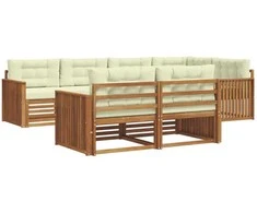 Lauko sofos komplektas su pagalve 7 pcs Natūralus ir grietinėlė