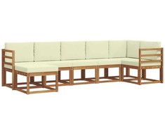 Lauko sofos komplektas su pagalve 7 pcs Natūralus ir grietinėlė