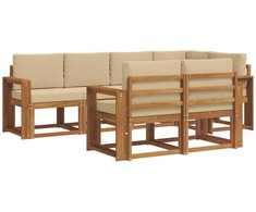 Lauko sofos komplektas su pagalve 7 pcs Natūralus ir bežinis