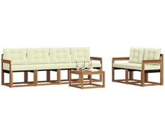 Lauko sofos komplektas su pagalve 7 pcs Natūralus ir grietinėlė