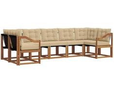 Lauko sofos komplektas su pagalve 7 pcs Natūralus ir bežinis